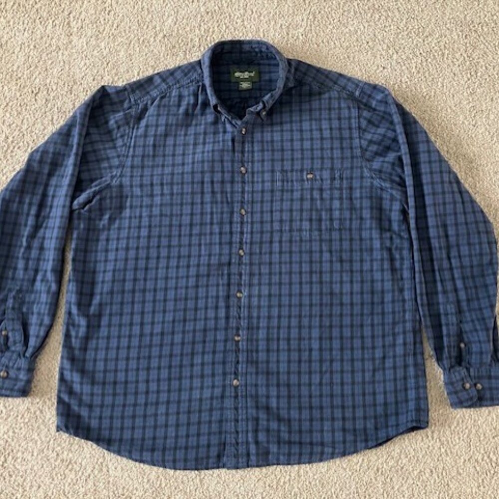 Eddie Bauer men's flannel shirt size XL Tall, 100% cotton.
